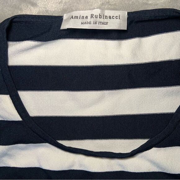 Amina Rubinacci striped navy (almost black) & white tank Top in Sz 44 - Picture 3 of 10